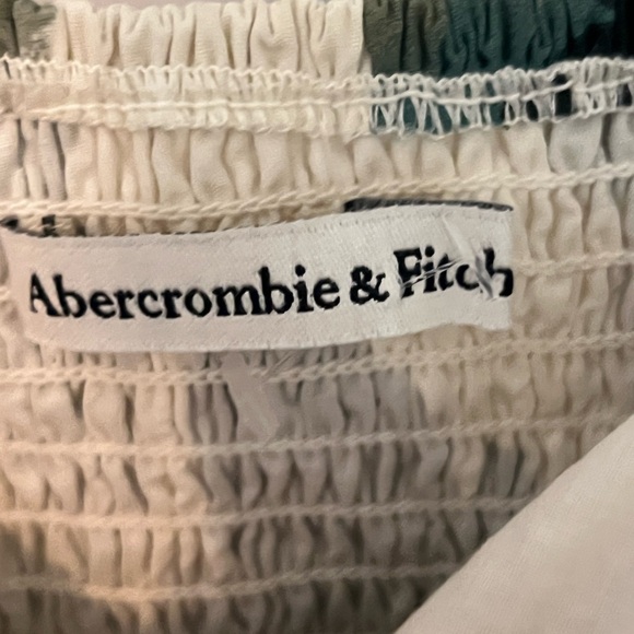 NWT 💚 Abercrombie & Fitch Emerson Green 👗 & Cream Floral Puff Sleeve Dress XSP - Picture 4 of 10